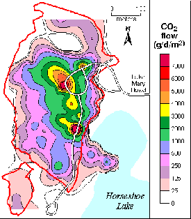 CO<sub>2</sub> flow rates at Horseshoe Lake