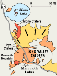 location map of Long Valley Caldera